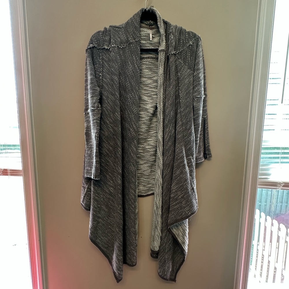 Cozy Free People Gray Asymmetrical Cardigan Sweater XS